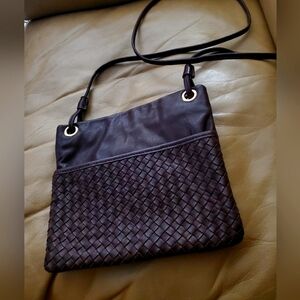 Margot NY Kari Mini Square Woven Crossbody in Brown - NWOT